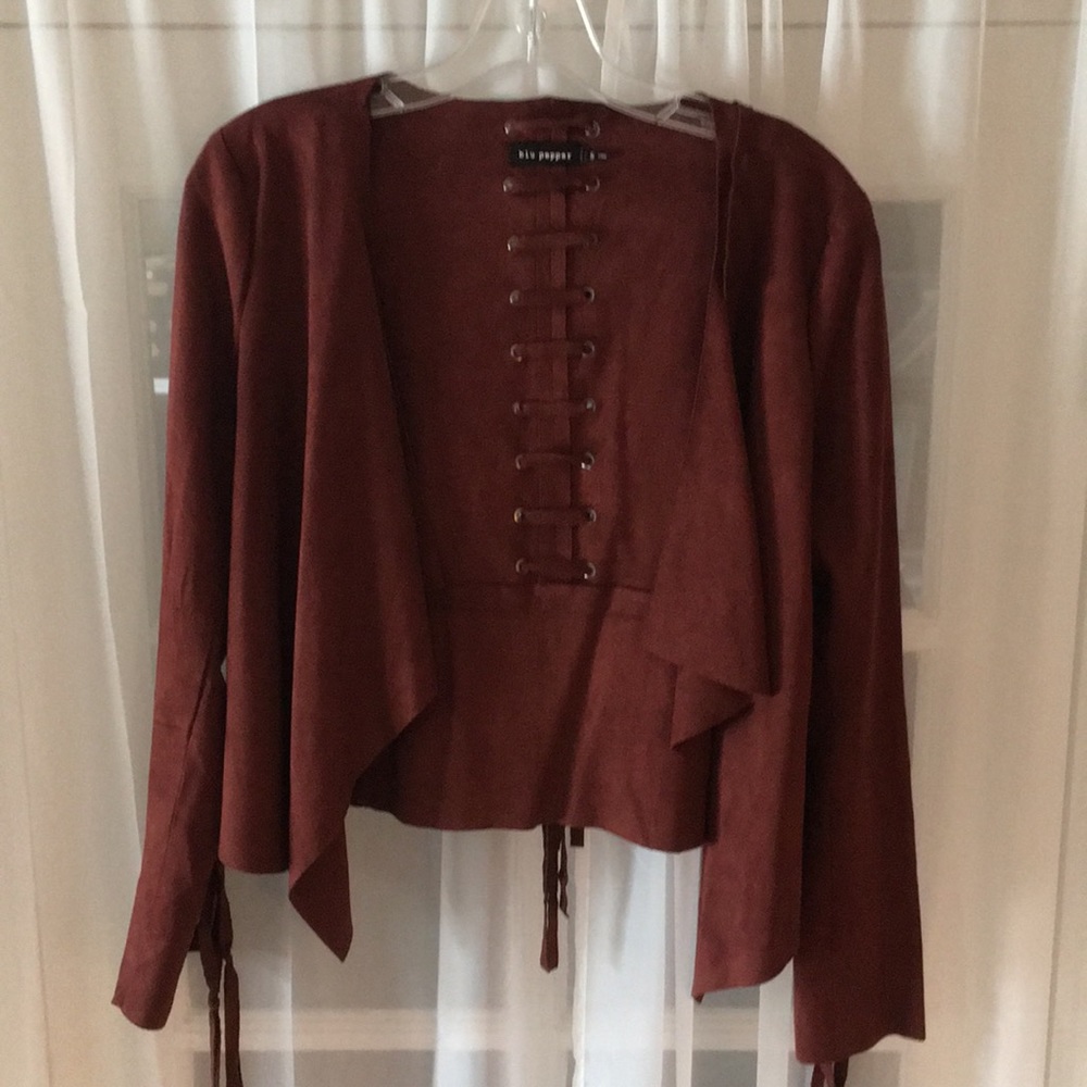 Maroon suede jacket. Blu Pepper.